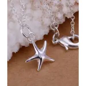 Mini Starfish on fine 16" chain lobster claw Sterling Silver stamped .925